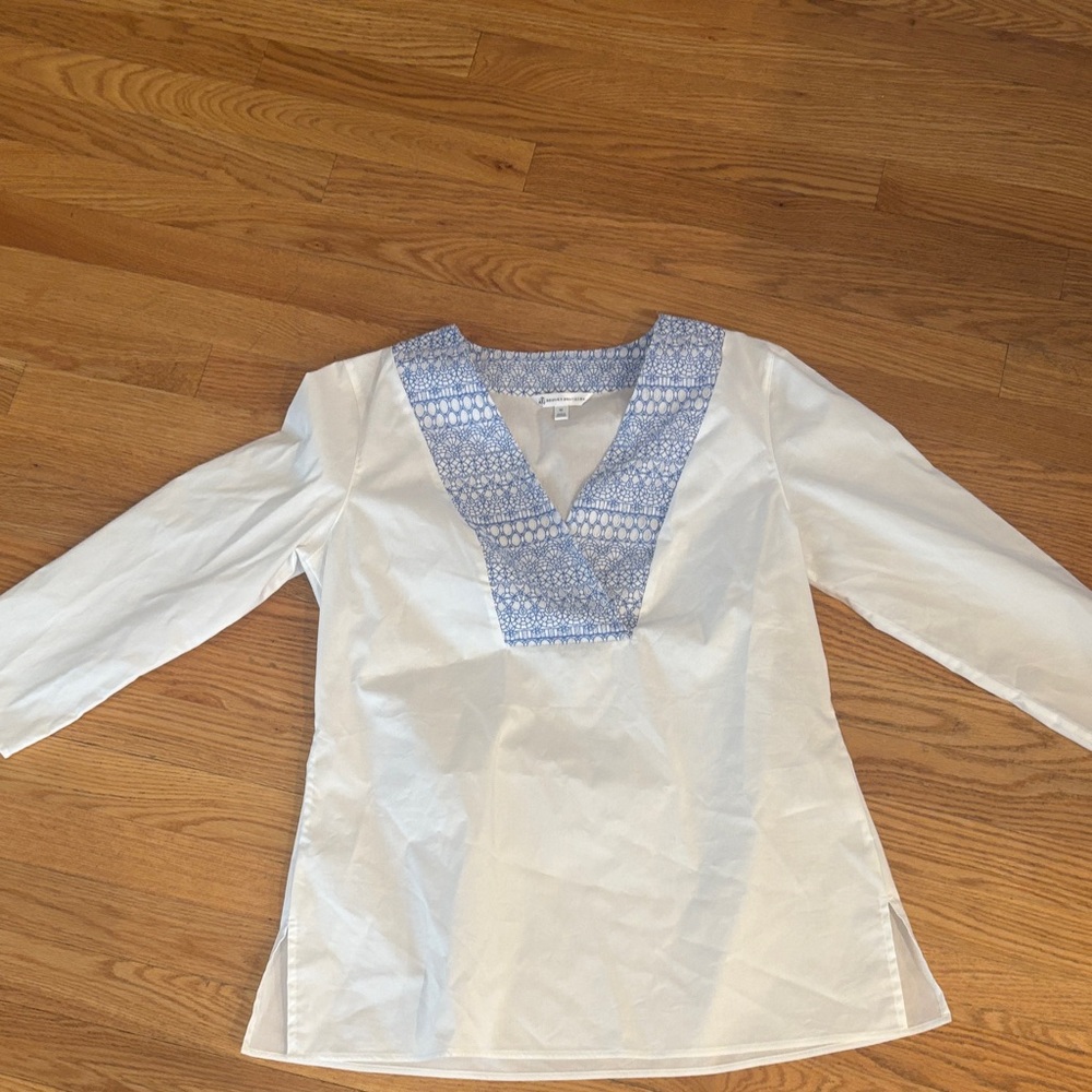 Brooks Brothers Light Blue and White Blouse